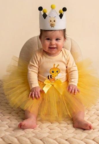 Conjunto Abejita, Coronita, Body y Tutu Primer Añito - Miniatura 2