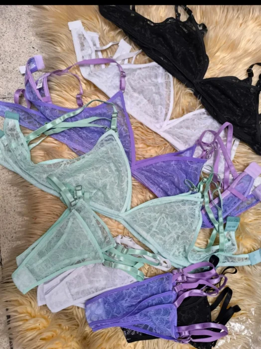 2 Conjuntos X Bralet T  Encaje 4 Colores Surtidos