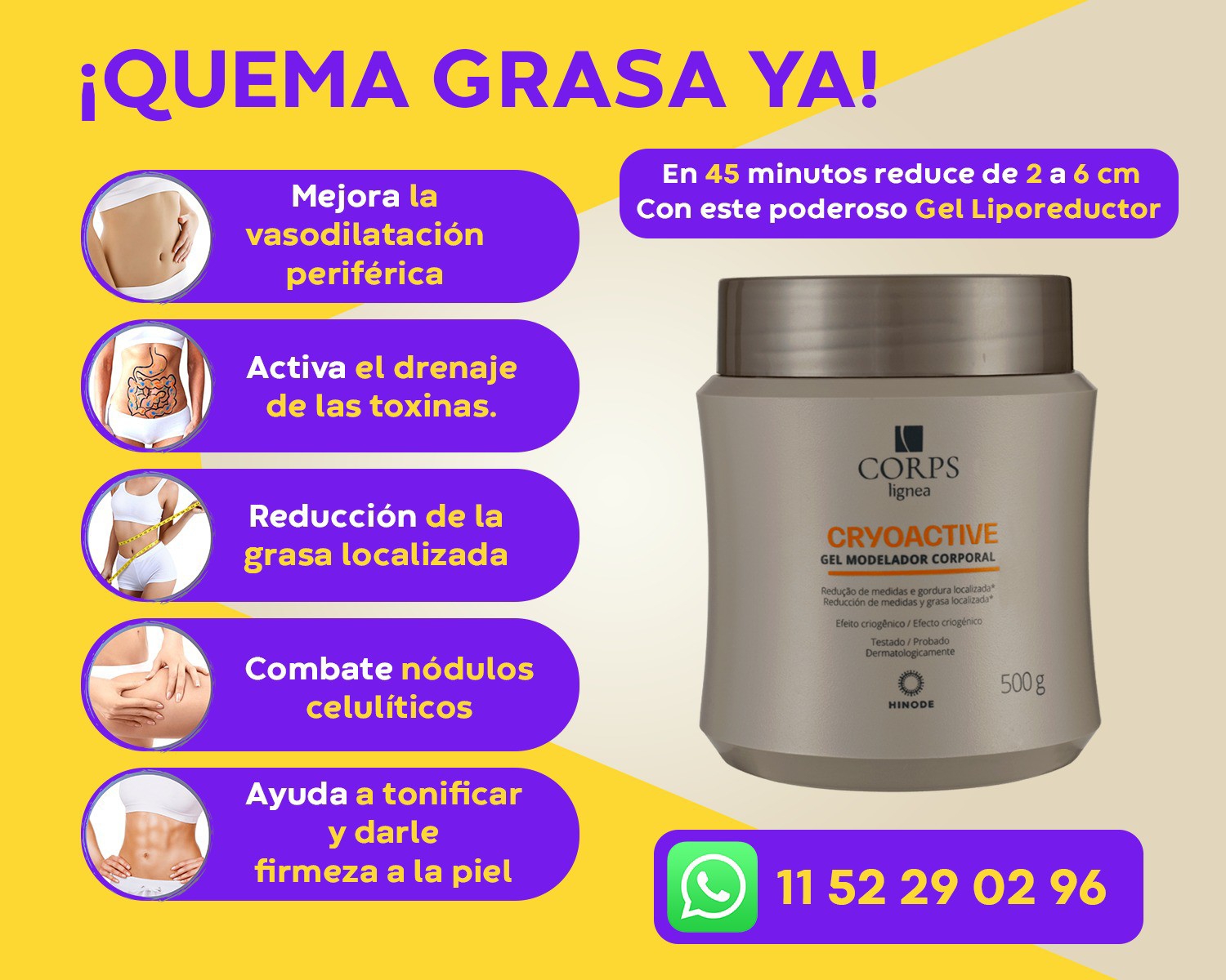 Gel Corp Hinode 500g Quemador de Grasa - Imagen 3