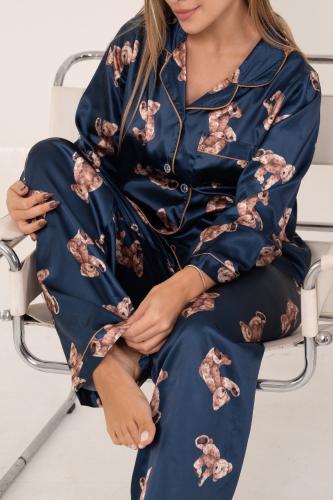 Pijama Satén Dama Manga Larga  Cómodo Mujer Invierno Descanso Noche Calidad - Miniatura 8