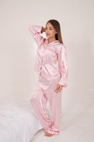 Pijama de Dama Satén Dama Cómodo Mujer Invierno Largo Suave Cómodo Imperdible Ventas - Miniatura 3