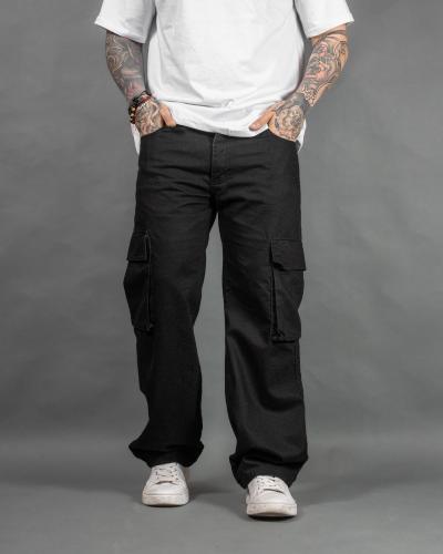 Pantalón Maxi Baggy Cargo Bolsillo 3d Negro
