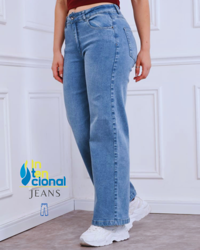 Jeans Wideleg Elastizado Azul Nevado - Miniatura 2