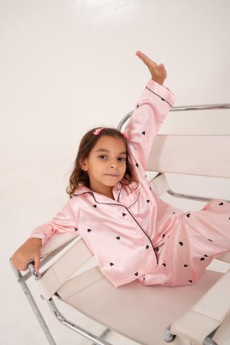 Pijamas Conjunto Infantil Kids Satén Nena Suave Manga Larga Elegante - Miniatura 2