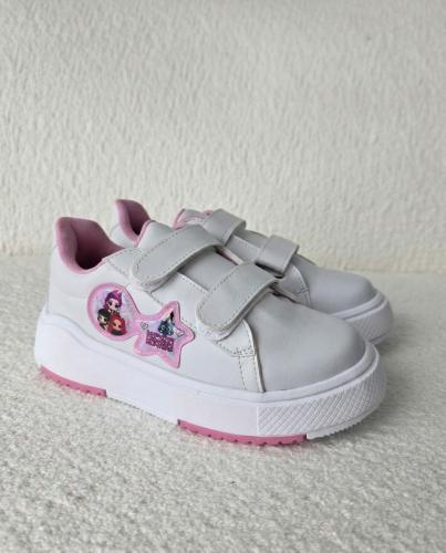 Las Guerreras Kpop Zapatillas Niñas Infantiles Livianas Divertidas Blancas Velcro - Miniatura 7