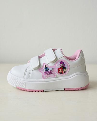 Las Guerreras Kpop Zapatillas Niñas Infantiles Livianas Divertidas Blancas Velcro - Miniatura 8