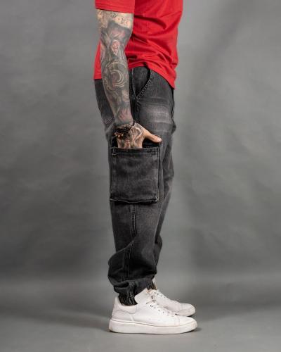 Pantalón Jogger Mom Cargo Bolsillo 3d Negro Stone Localizado +doble Bigote - Miniatura 2