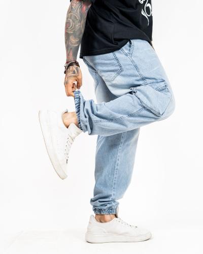 Pantalón Jogger Mom Cargo Bolsillo 3d Celeste Localizado +bigote - Miniatura 2