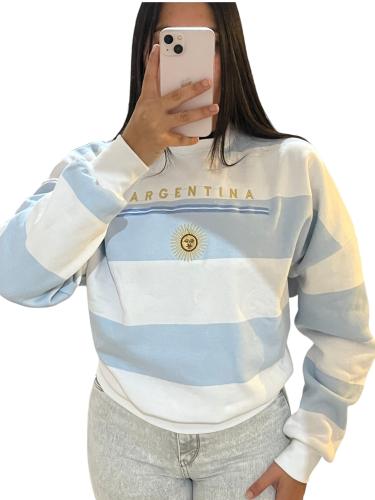 Buzo Boxy Fit "arg" Rayado C/ Bordado - Miniatura 3