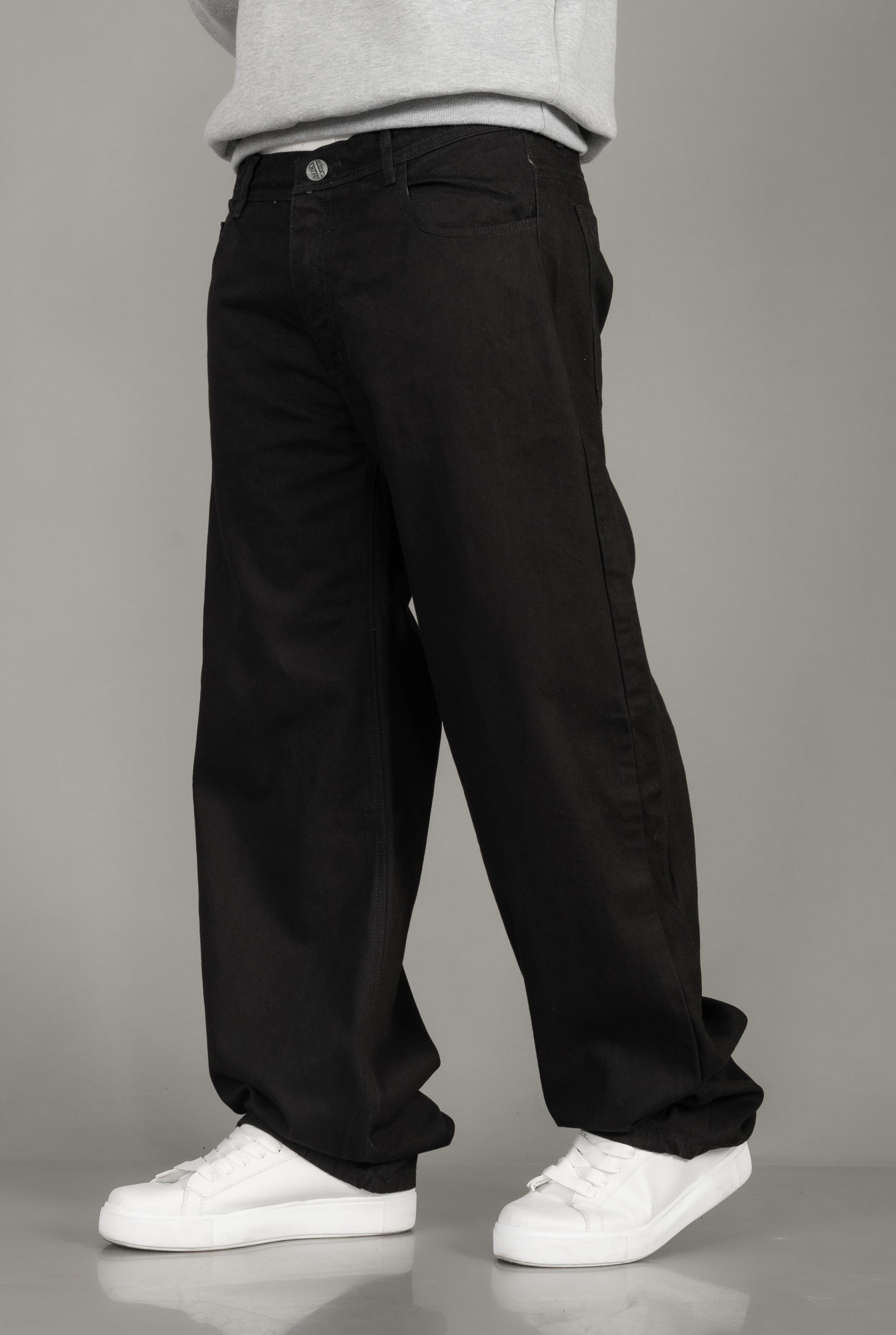 Pantalon Baggy Liso Negro - Imagen 1