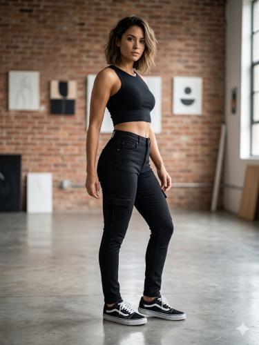 Jean Black Cargo Elastizada