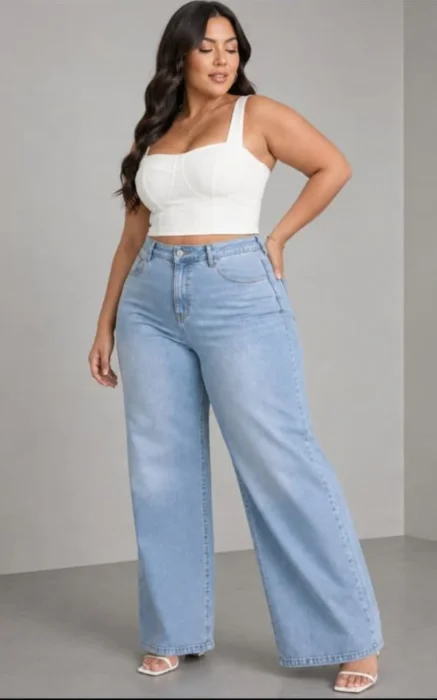 Wide Leg Elastizado Celeste Especial