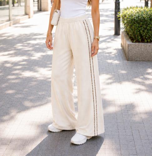 Pantalón Palazzo con Dos Tiras Rústico Peinado