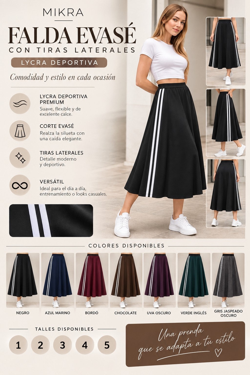 Pollera Acampanada Evase con Tiras Larga - Imagen 2