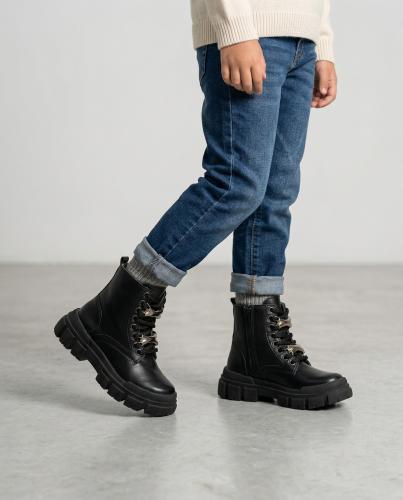 Borcegos Jazmín Infantiles Nenas Cómodas Negras Eco Cuero Invierno Estilo Moda - Miniatura 5