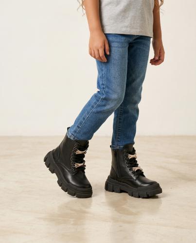 Borcegos Jazmín Infantiles Nenas Cómodas Negras Eco Cuero Invierno Estilo Moda - Miniatura 7