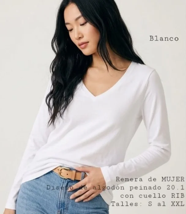 Remera Manga Larga Cuello V.