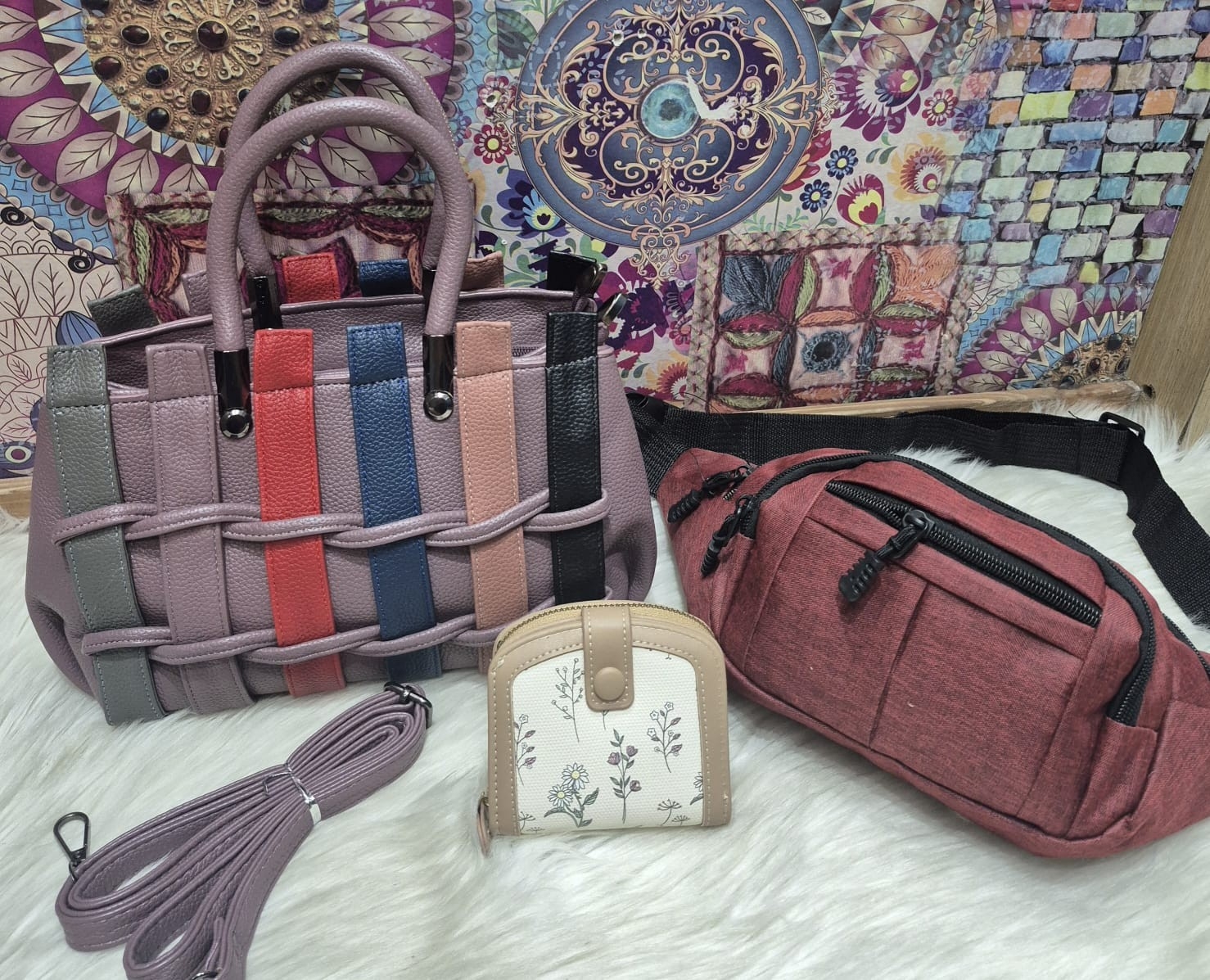 Set de Tres Piezas Carterita Morral,tarjetera,riñonera - Imagen 2