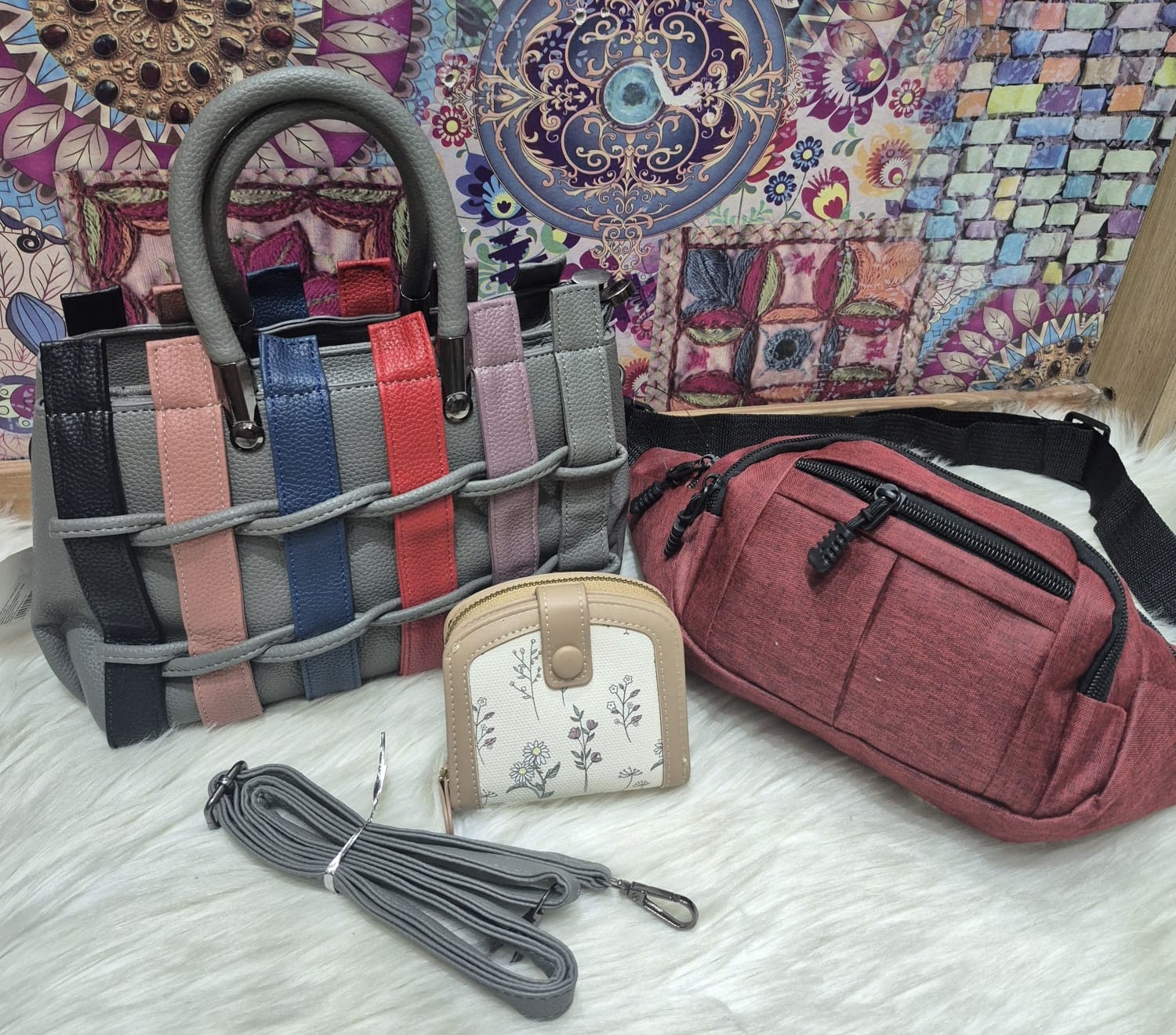 Set de Tres Piezas Carterita Morral,tarjetera,riñonera - Imagen 3