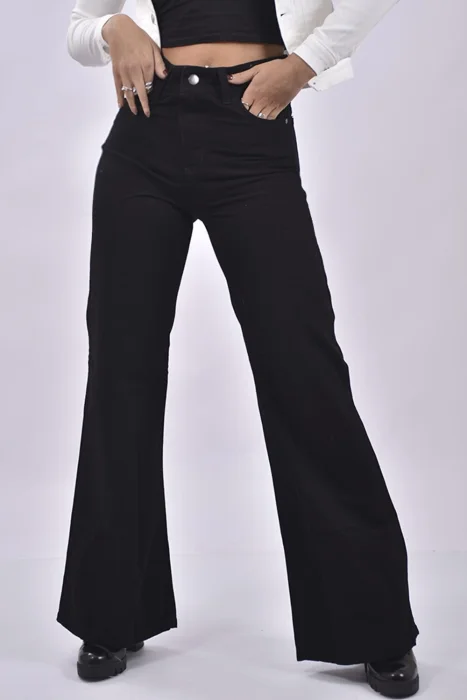 Jeans Wide Leg Rigido Negro