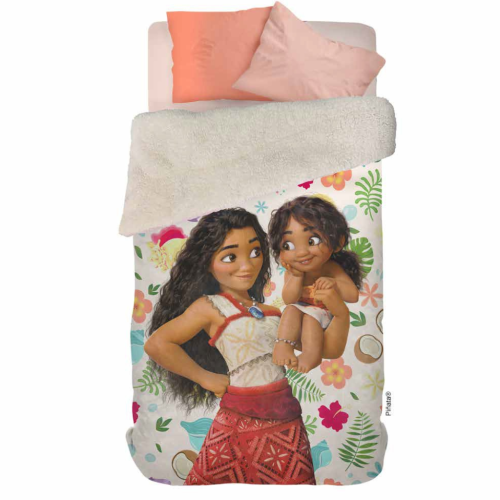 Frazada Manta Corderito Moana 1 1/2 Plaza Infantil Abrigada Licencia Oficial - Miniatura 2