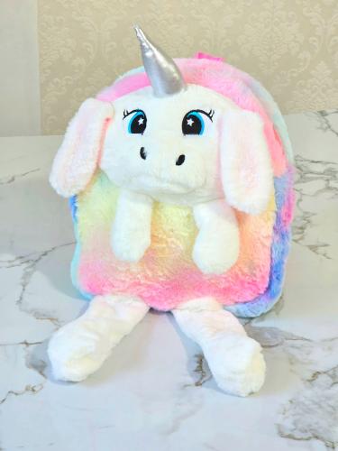 Mochila Infantil Peluche Unicornio Arcoíris Niñas Nenas Suave Liviana Cómoda Moderna - Miniatura 5