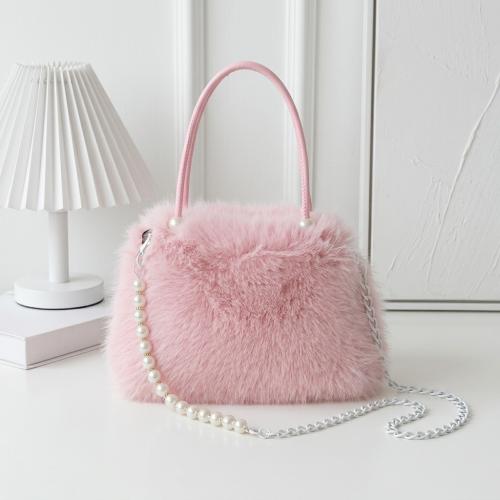 Cartera Perla  Niñas Nenas Peluche Rosa Suave con Cadena Accesorio Infantil Tendencia
