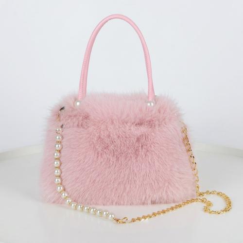 Cartera Perla Niñas Peluche Rosa con Cadena  Bolso Infantil Fashion Moda Tendencia - Miniatura 3