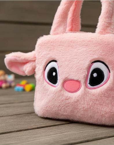 Carterita Infantil Nenas Niñas Personaje Angela Stitch Moderna Rosa Suave Peluche - Miniatura 3