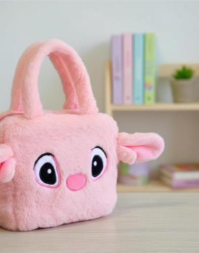 Carterita Infantil Nenas Niñas Personaje Angela Stitch Moderna Rosa Suave Peluche - Miniatura 4
