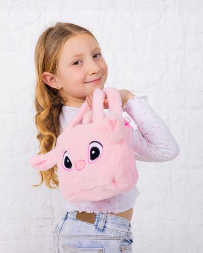 Carterita Infantil Nenas Niñas Personaje Angela Stitch Moderna Rosa Suave Peluche - Miniatura 6