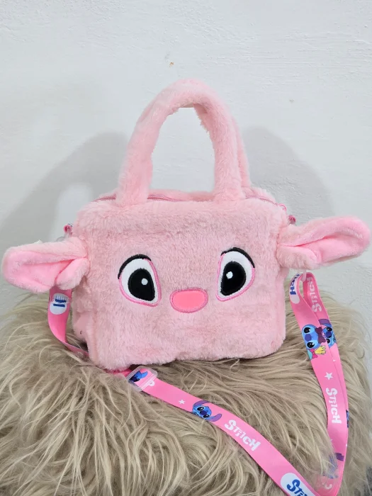 Cartera de Mano  Bandolera Nena Niñas Moderna Suave  Peluche Angela Stitch Rosa