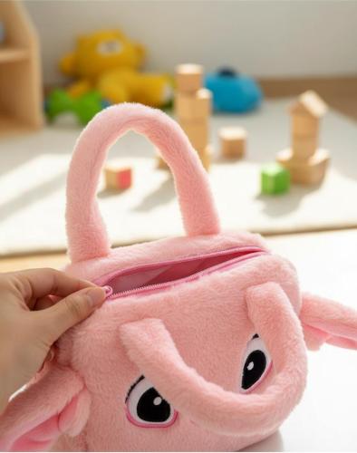 Cartera de Mano  Bandolera Nena Niñas Moderna Suave  Peluche Angela Stitch Rosa - Miniatura 7