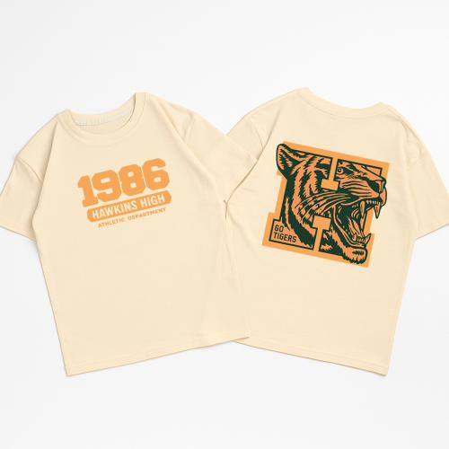 Unisex-remera Ovsize Stranger Things  Hawkins H - Miniatura 3