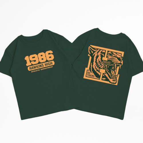Unisex-remera Ovsize Stranger Things  Hawkins H - Miniatura 4