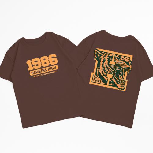 Unisex-remera Ovsize Stranger Things  Hawkins H - Miniatura 6