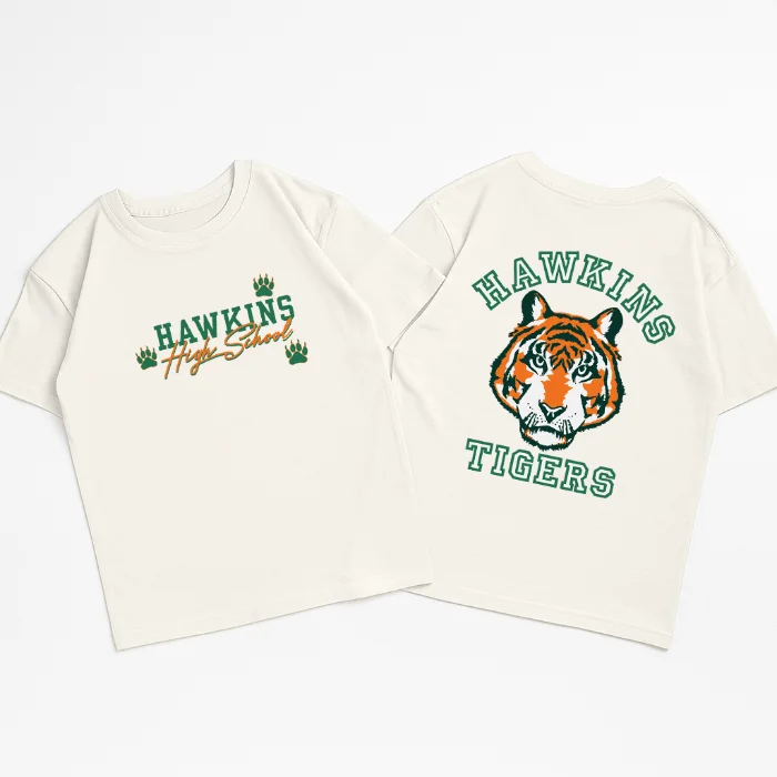 Unisex- Remera Ovsize Stranger Things Hawkins Tigers