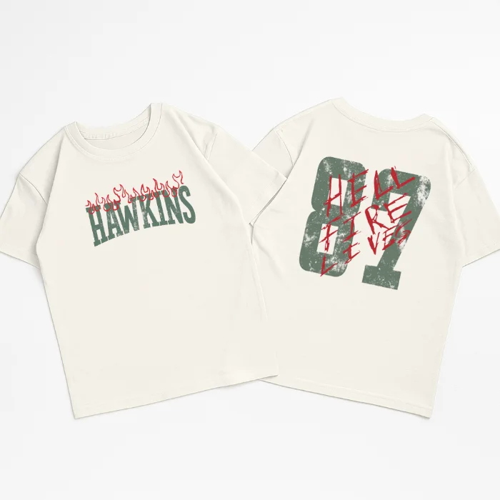 Unisex- Remera Ovsize Stranger Things Hawkins Vintage
