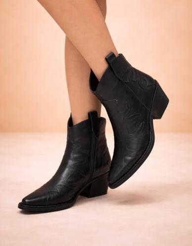 Texana Corta Bordado Choco y Negro