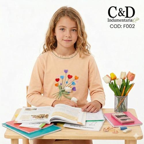 Camiseta de Algodón Cuello Tegido [nena - Importado]