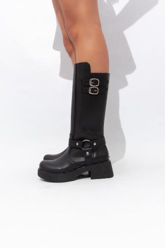 Bota Caña Alta Hebillas Pu  Ale-42