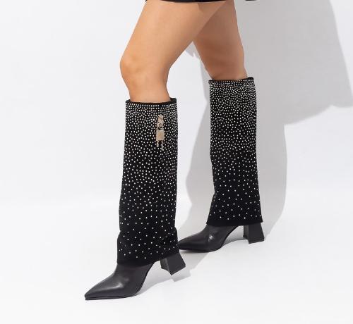 Bota Volcada Gamuza Strass Selma