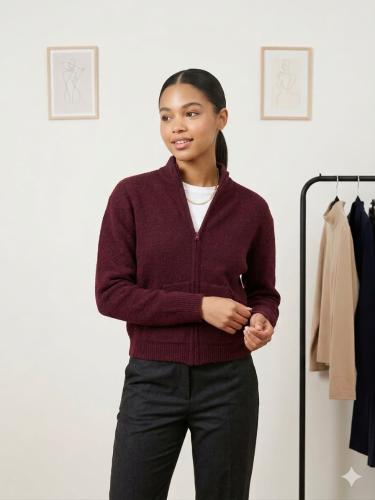 Campera con Cierre de Lana Frizada con Bolsillos Canguros - Camp Lali - Miniatura 3