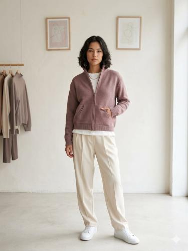 Campera con Cierre de Lana Frizada con Bolsillos Canguros - Camp Lali - Miniatura 2