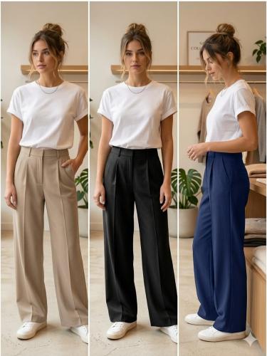 Pantalon Palazzo Sastrero con Pinzas y Elastico Atras -yani - Miniatura 2