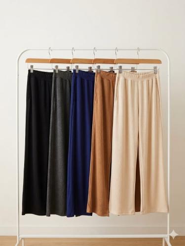 Pantalon Palazzo Tiro Alto de Lanilla Waffle - Pant Waffle - Miniatura 2