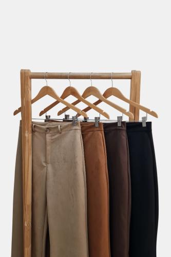 Palazo de Suede Ancho con Botón y Cierre, Pasacintos, Pinzas y Bolsillos - Miniatura 2