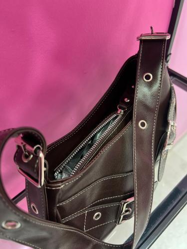 Cartera Mini Bag Negra Cuero Pu Baguette - Miniatura 2