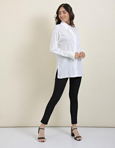 Camisa Satén Manga Larga Blanco - Miniatura 3