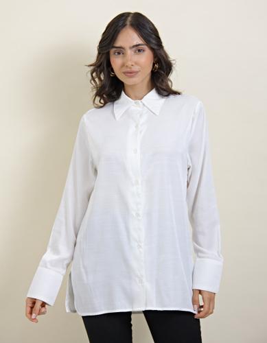 Camisa Satén Manga Larga Blanco - Miniatura 4